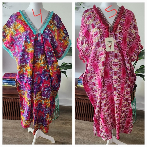 Cotton Oversize Kaftan, Slip on, Cover up - Picture 3 of 12